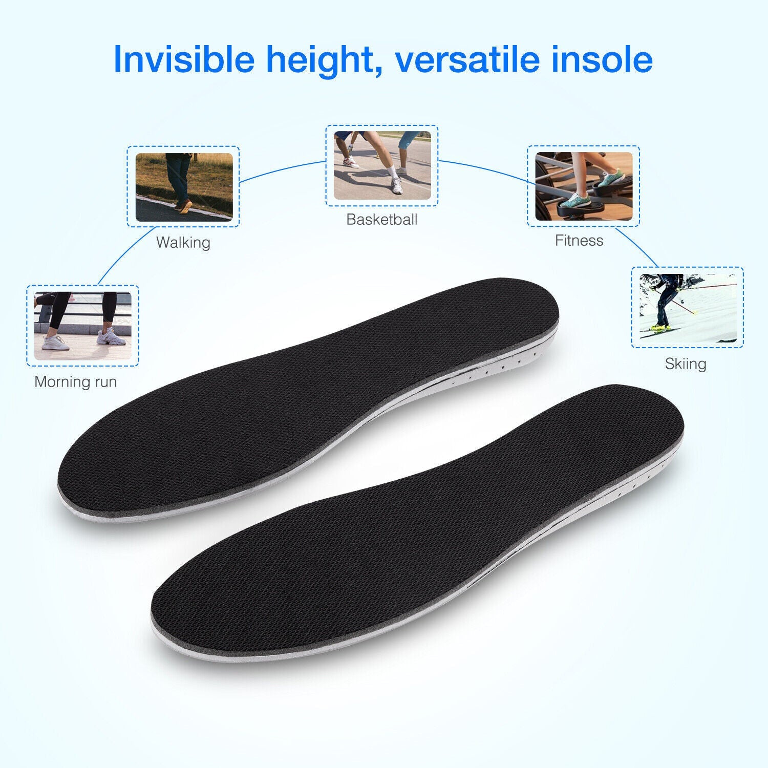Men Women Invisible Height Increase Insoles Heel Lift Taller Shoe