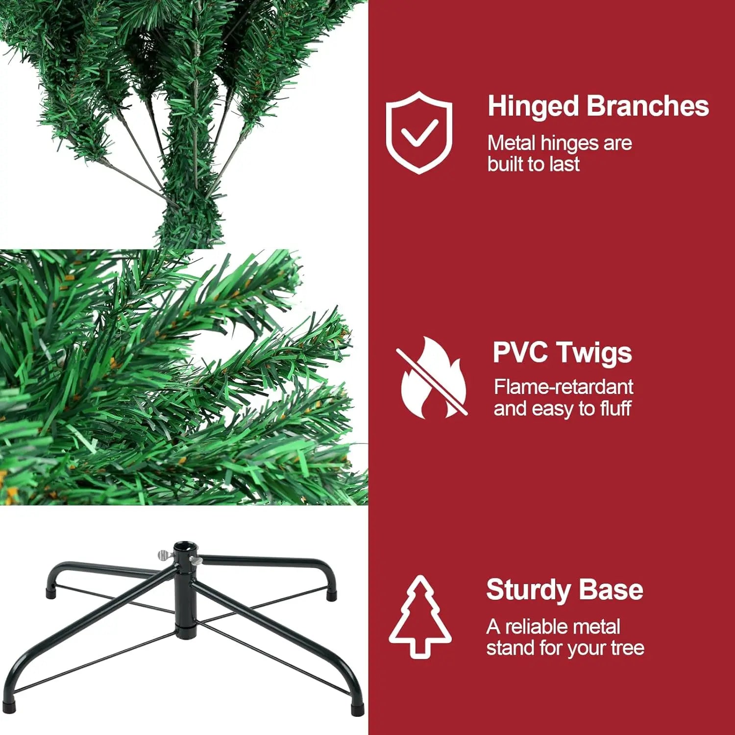 7ft/8ft Spruce Artificial Holiday Christmas Tree for Home/Party Decor w/1300 Branch Tips, Easy Assembly, Metal Hinges&Base