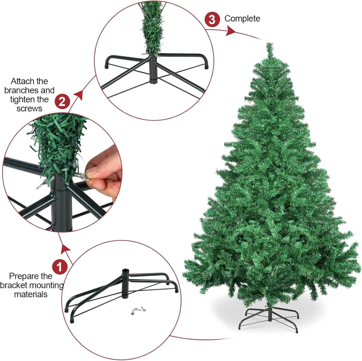 7ft/8ft Spruce Artificial Holiday Christmas Tree for Home/Party Decor w/1300 Branch Tips, Easy Assembly, Metal Hinges&Base