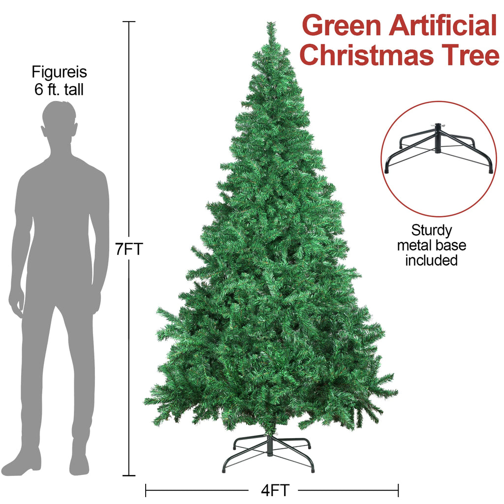 7ft/8ft Spruce Artificial Holiday Christmas Tree for Home/Party Decor w/1300 Branch Tips, Easy Assembly, Metal Hinges&Base