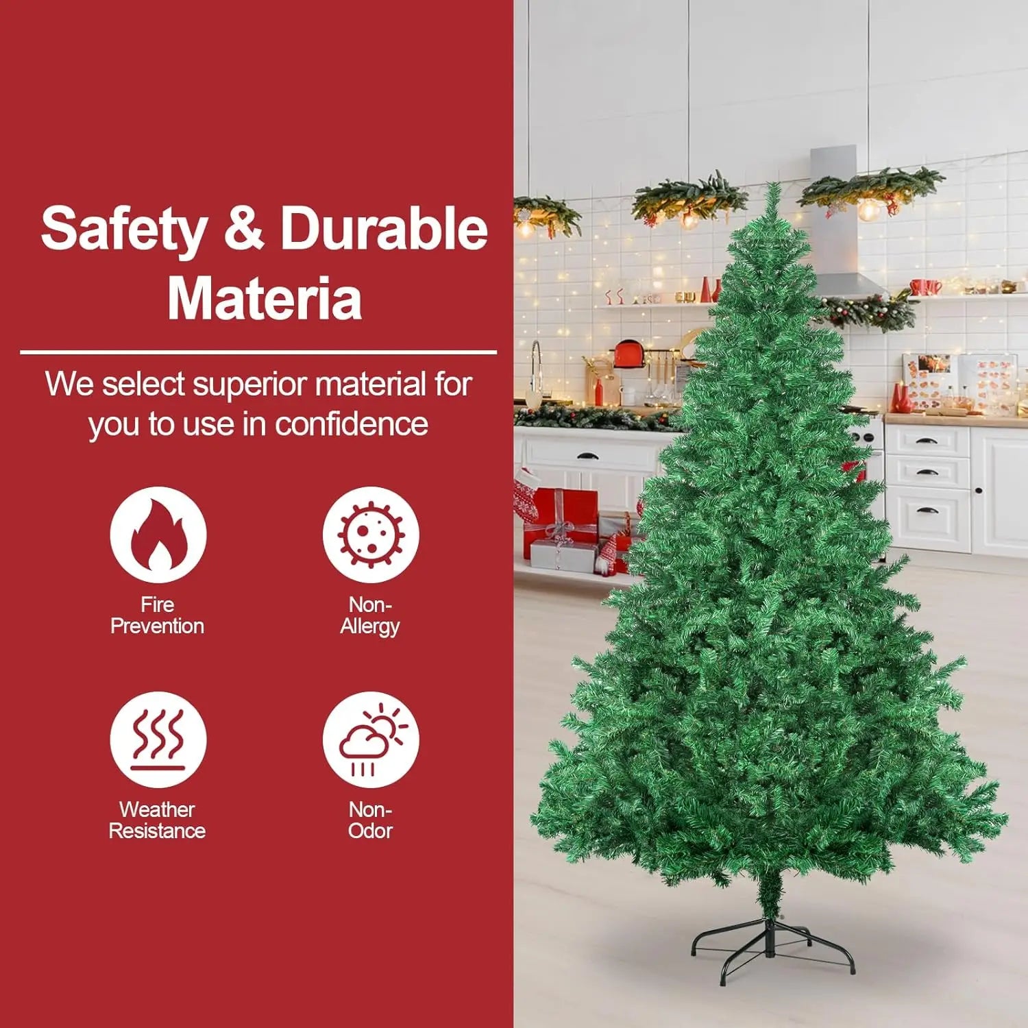 7ft/8ft Spruce Artificial Holiday Christmas Tree for Home/Party Decor w/1300 Branch Tips, Easy Assembly, Metal Hinges&Base