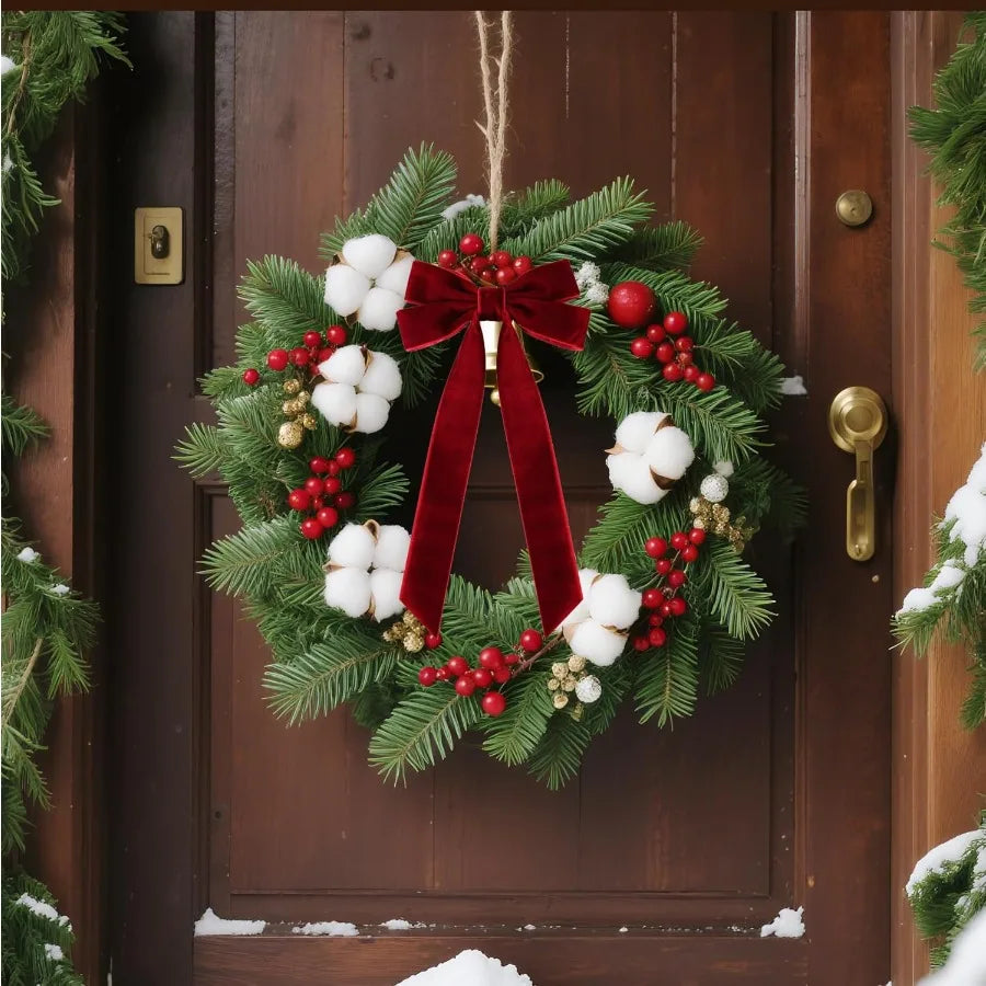 16Pcs Velvet Ribbon Bows for Christmas Tree Decoration Vintage Rustic Small Craft Bows Ornaments for Garland Wreath Gift Wrappi