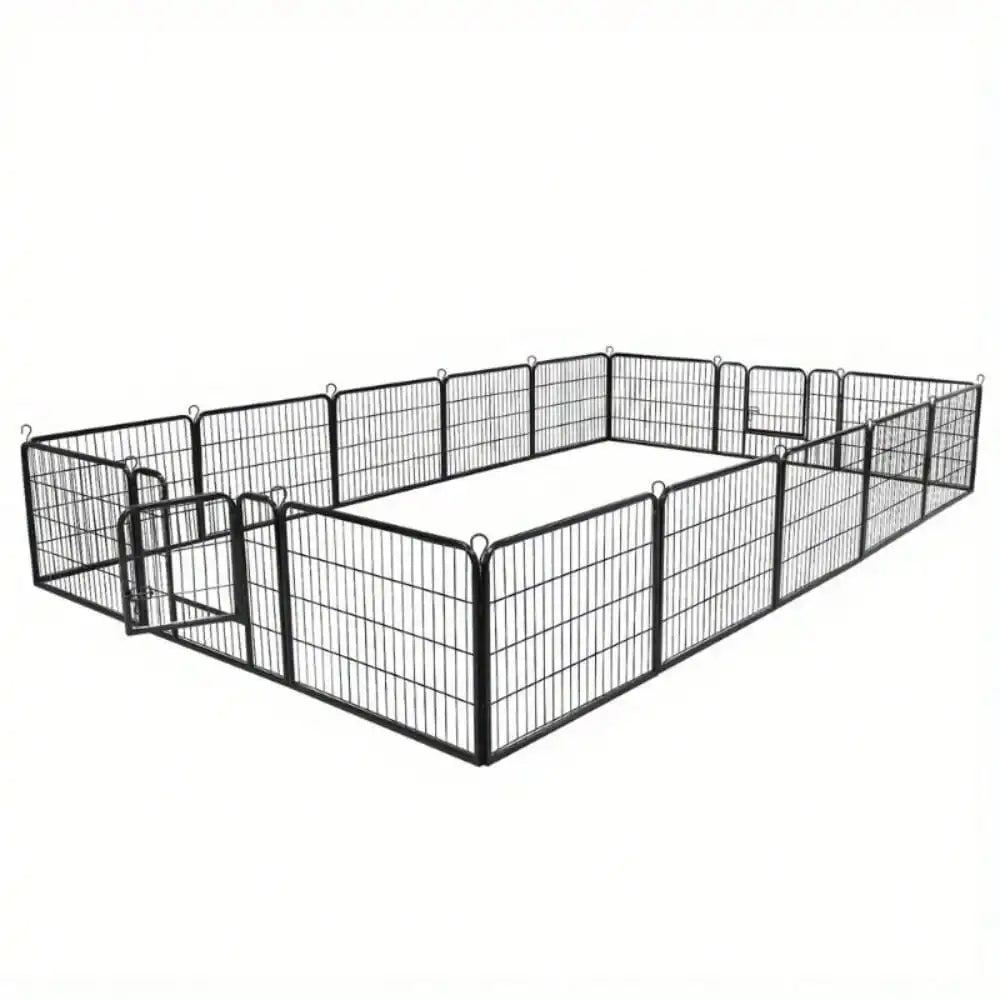 16 Panel Heavy Duty Metal Cage Crate Pet Dog Cat Fence Exercise Playpen Kennel