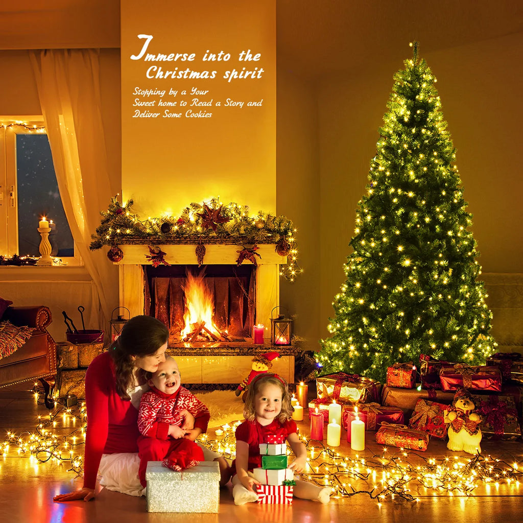 7Ft Pre-Lit Artificial Christmas Tree Premium Hinged w/ 500 LED Lights & Stand