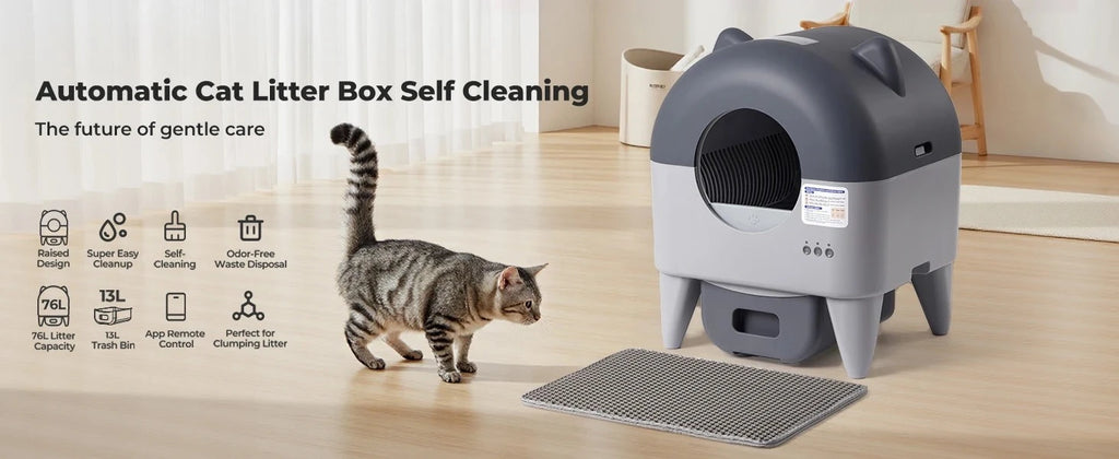 Automatic Cat Litter Box Extra Large Self Cleaning Litter Box with APP Control Odor Control for Multi-Cat Compatible