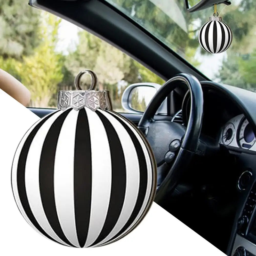 12pcs 2D Flat Black White Christmas Ball Pendant Christmas Tree Decoration  Wooden Dwarf Christmas Ball Home Decor New Year Gift