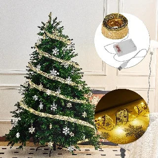 Christmas Tree Decorations String Lights 40ft 100 LED Lights Copper Wire Ribbon Lights for Party Wedding Holiday Battery Powered