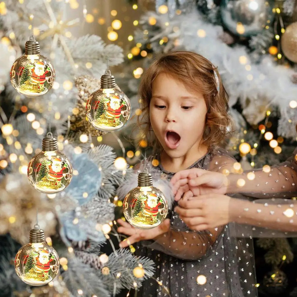 Christmas Transparent Ball Decoration 3.15 Inch Clear Christmas Ornaments Balls Warm Light Decorative Ball Christmas Tree
