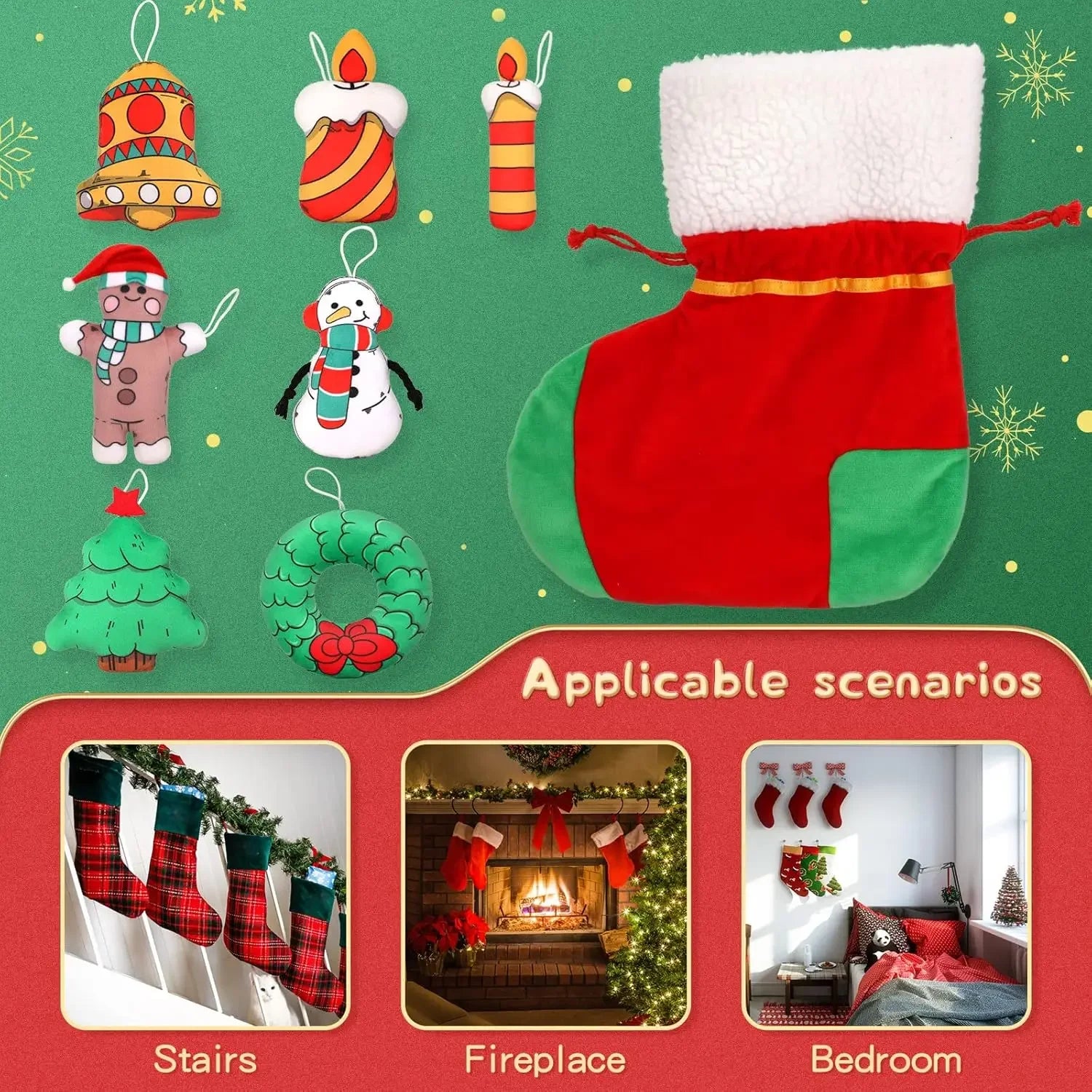 MorisMos 8 Pieces Christmas Ornaments Set Christmas Tree Decorations Gifts, Christmas Hanging Decor