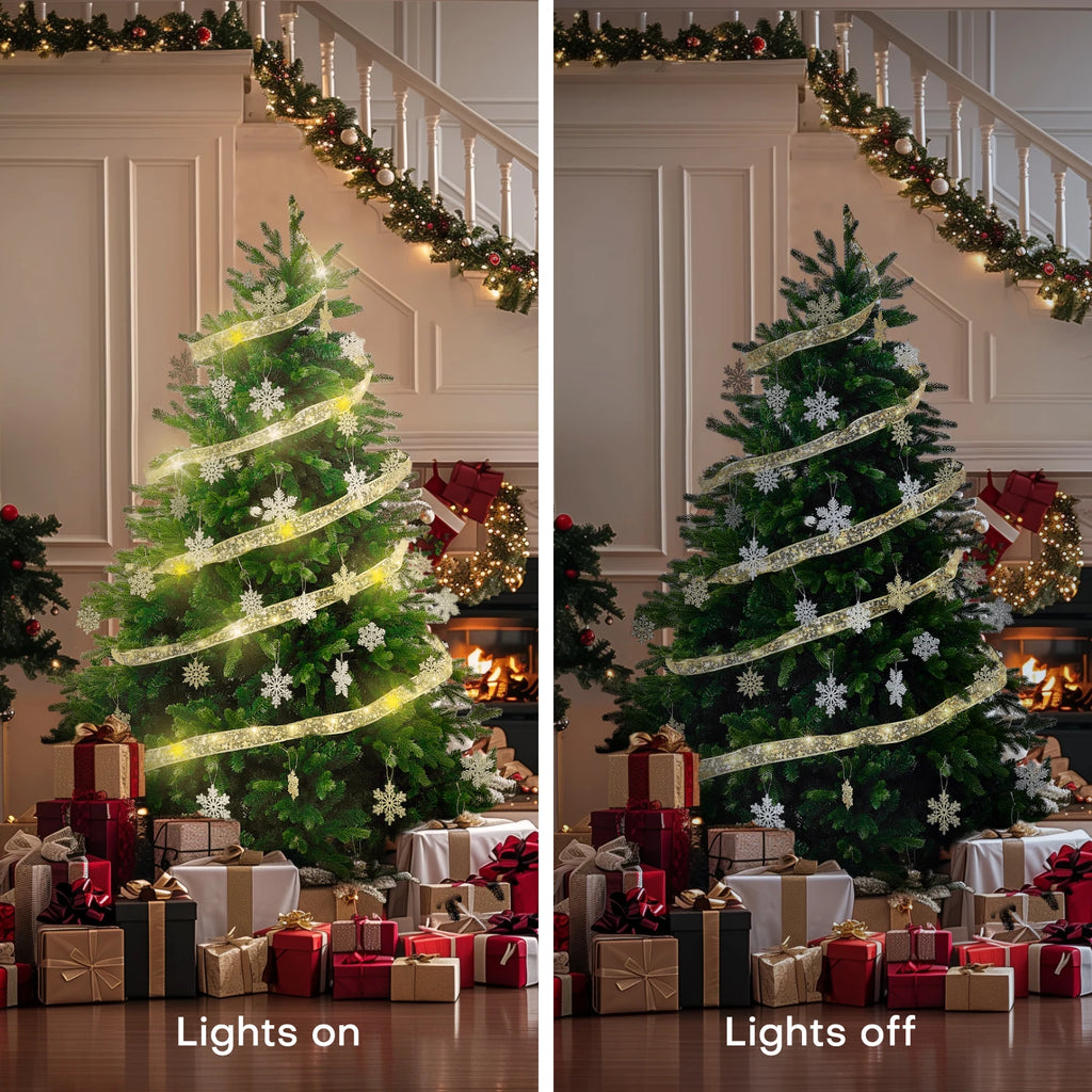 Christmas Tree Decorations String Lights 40ft 100 LED Lights Copper Wire Ribbon Lights for Party Wedding Holiday Battery Powered