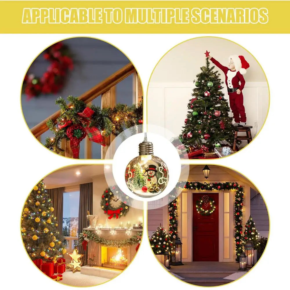Christmas Transparent Ball Decoration 3.15 Inch Clear Christmas Ornaments Balls Warm Light Decorative Ball Christmas Tree