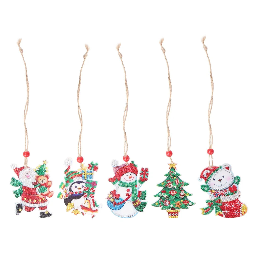 5/10Pcs/set Christmas Decor Diamond Painting Pendant Special-shaped Drill 5D DIY Hanging Ornament Spot Drill Cartoon Single Side