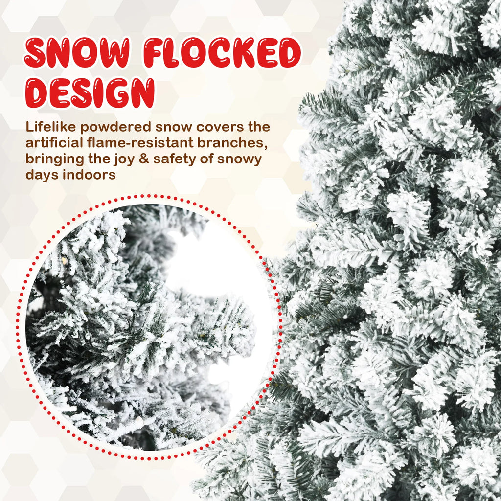 Artificial Christmas Tree with Metal Stand 6/ 7. 5/ 9FT, with Natural Snow Effect for Festivals, Indoor and Outdoor, White