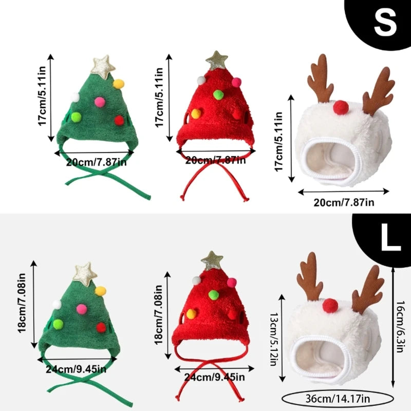 Pet Christmas Tree Hat Unique Reindeer for Small Dog Hat Christmas Reindeer Star Pet Christmas Costume