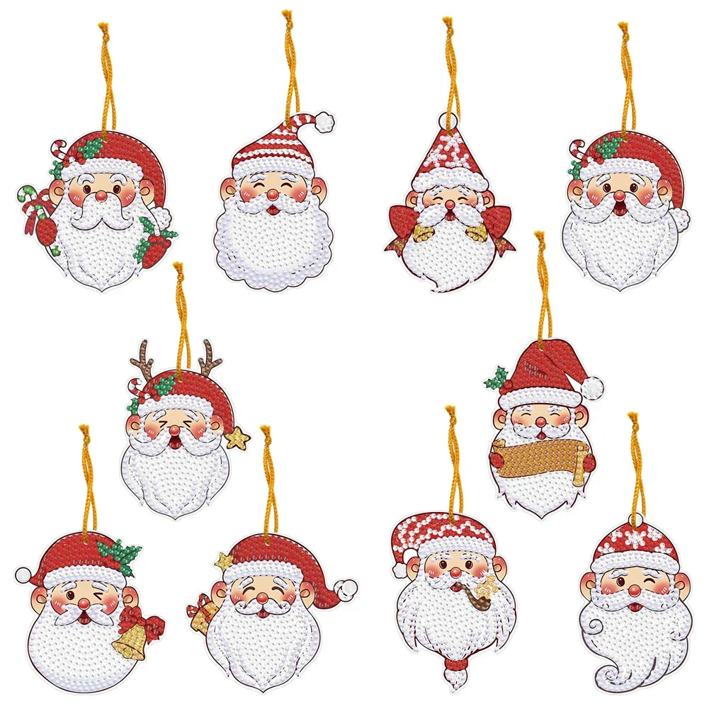 5/10Pcs/set Christmas Decor Diamond Painting Pendant Special-shaped Drill 5D DIY Hanging Ornament Spot Drill Cartoon Single Side