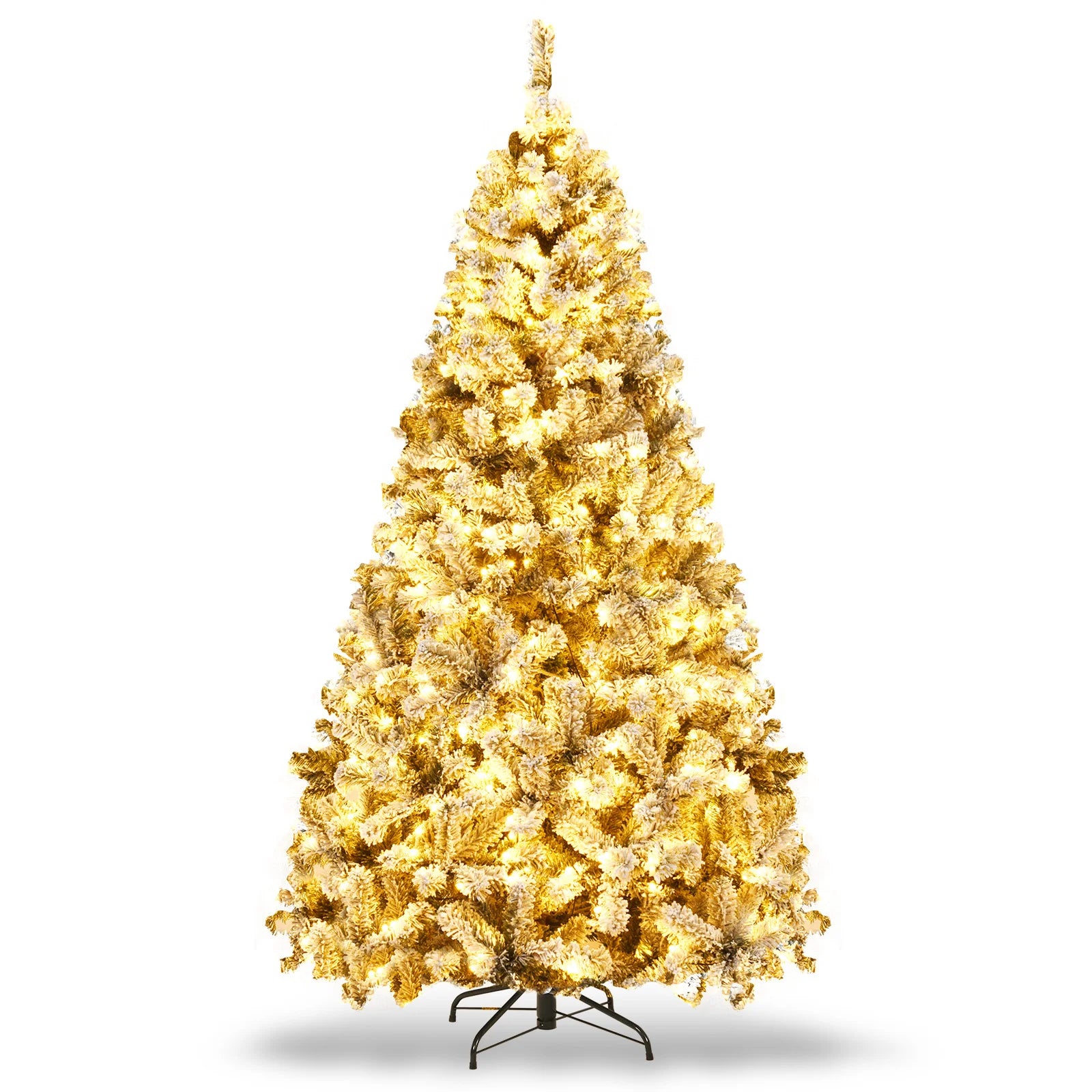 Artificial Christmas Tree with Metal Stand 6/ 7. 5/ 9FT, with Natural Snow Effect for Festivals, Indoor and Outdoor, White