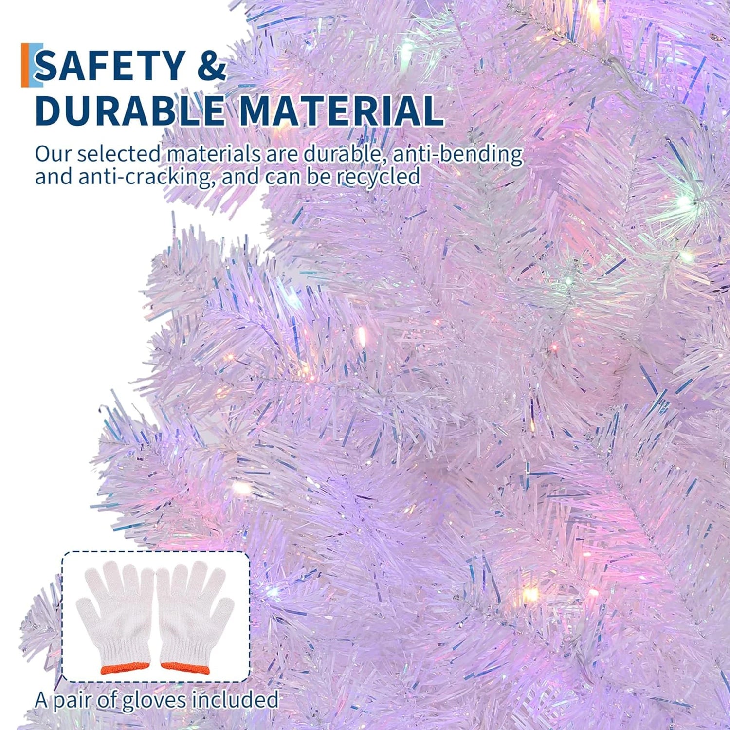 4.5/6/7.5/9Ft Prelit Christmas Tree Rose Gold Tinsel Christmas Tree With Warm White Led Lights Sparkle Xmas Decorations For Home