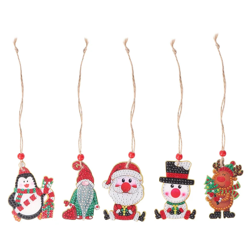 5/10Pcs/set Christmas Decor Diamond Painting Pendant Special-shaped Drill 5D DIY Hanging Ornament Spot Drill Cartoon Single Side
