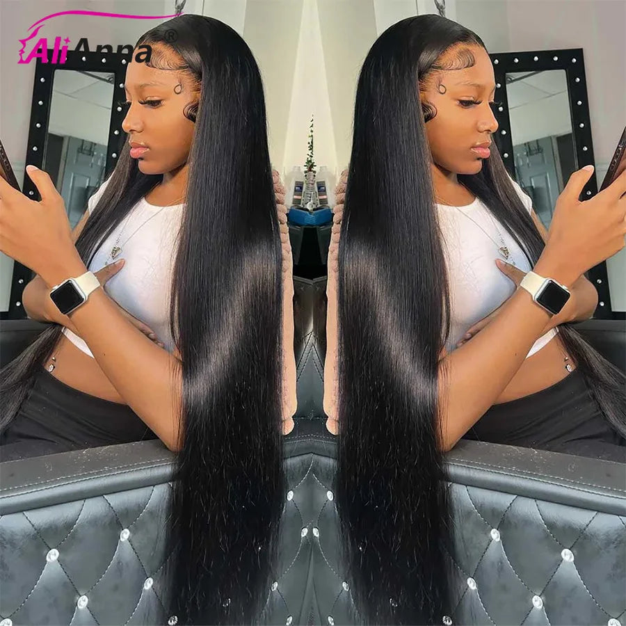 30Inch Straight Human Hair Wigs for Women 13x6 HD Transaparent Lace Frontal Wig Multi Parting Pre Plucked Indian Raw Hair Wig