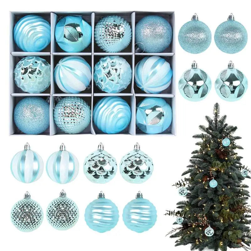 Colorful Balls 12pcs Christmas Tree Ball Set Decorative Ball Ornament Christmas Ornaments Set Classic Christmas Decorations