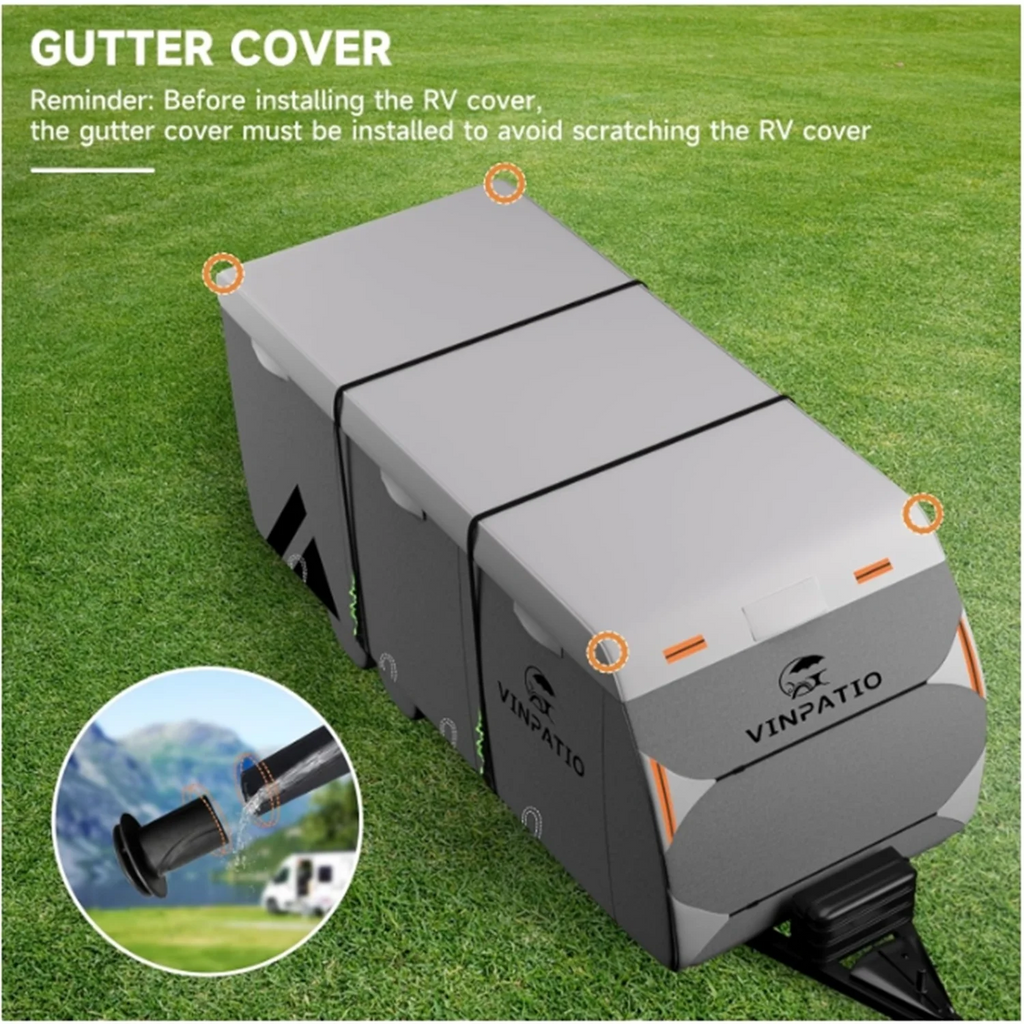 Travel Trailer RV Cover: 7 Layers Heavy Duty RV & Trailer Cover, Toy Hauler Cover r with 4 Tire Cover