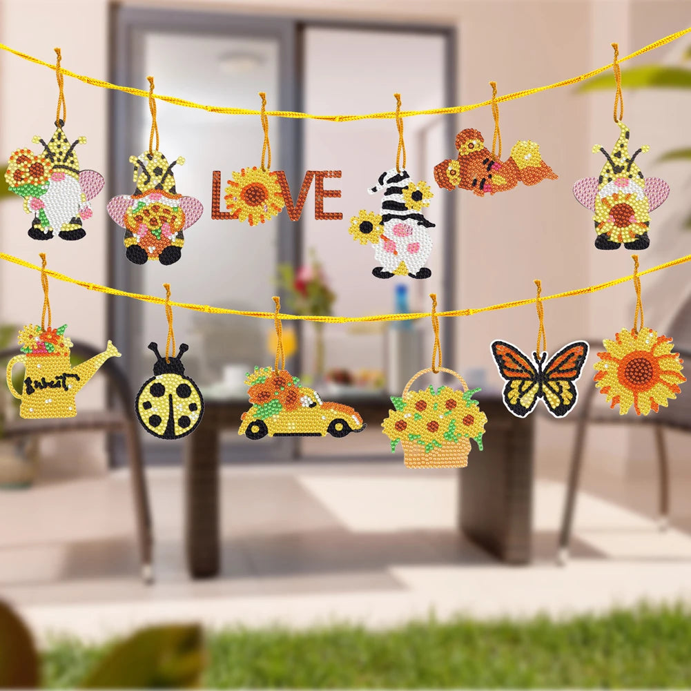 5/10Pcs/set Christmas Decor Diamond Painting Pendant Special-shaped Drill 5D DIY Hanging Ornament Spot Drill Cartoon Single Side