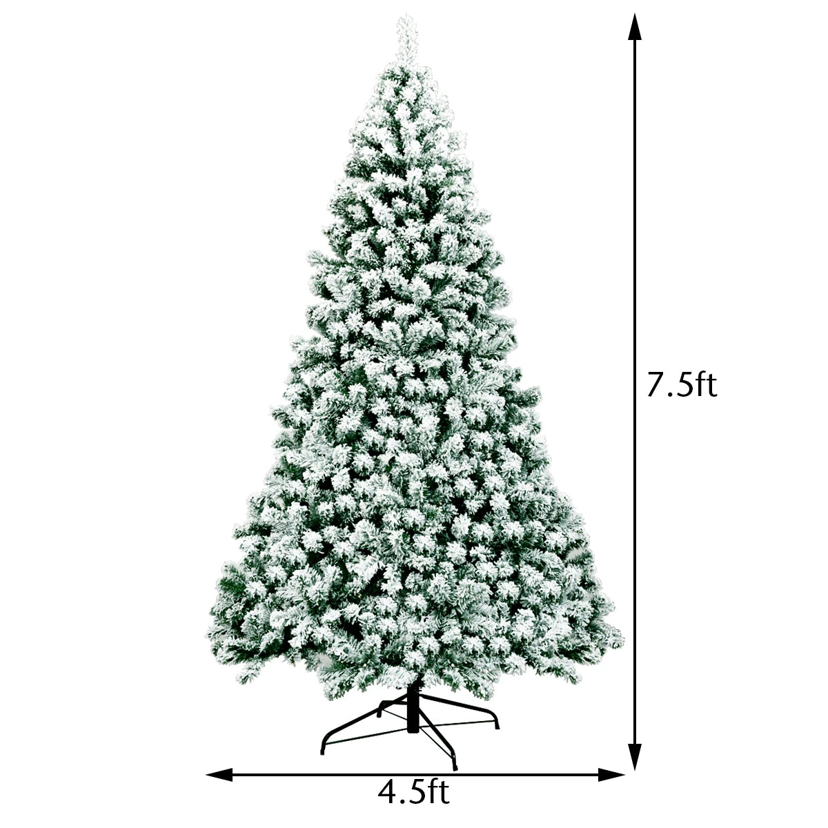 7.5Ft Pre-Lit Premium Snow Flocked Hinged Artificial Christmas Tree w/550 Lights