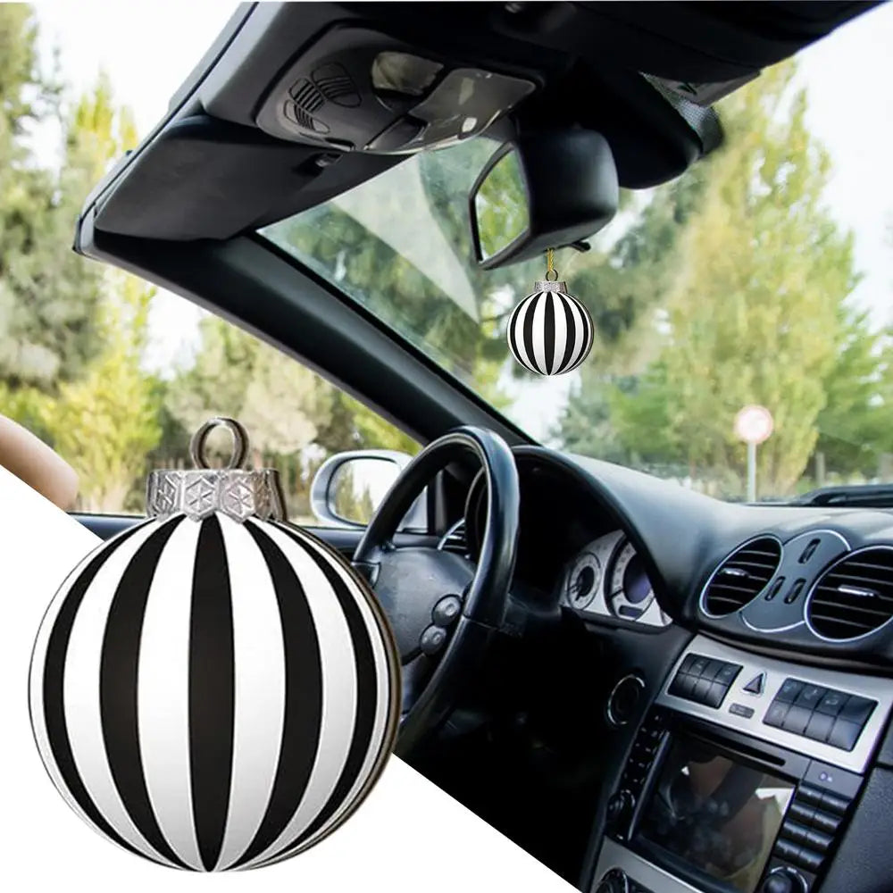 12pcs 2D Flat Black White Christmas Ball Pendant Christmas Tree Decoration  Wooden Dwarf Christmas Ball Home Decor New Year Gift