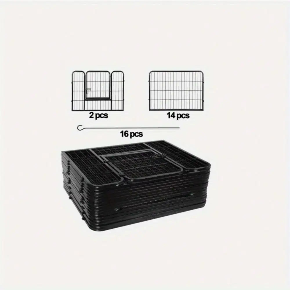 16 Panel Heavy Duty Metal Cage Crate Pet Dog Cat Fence Exercise Playpen Kennel