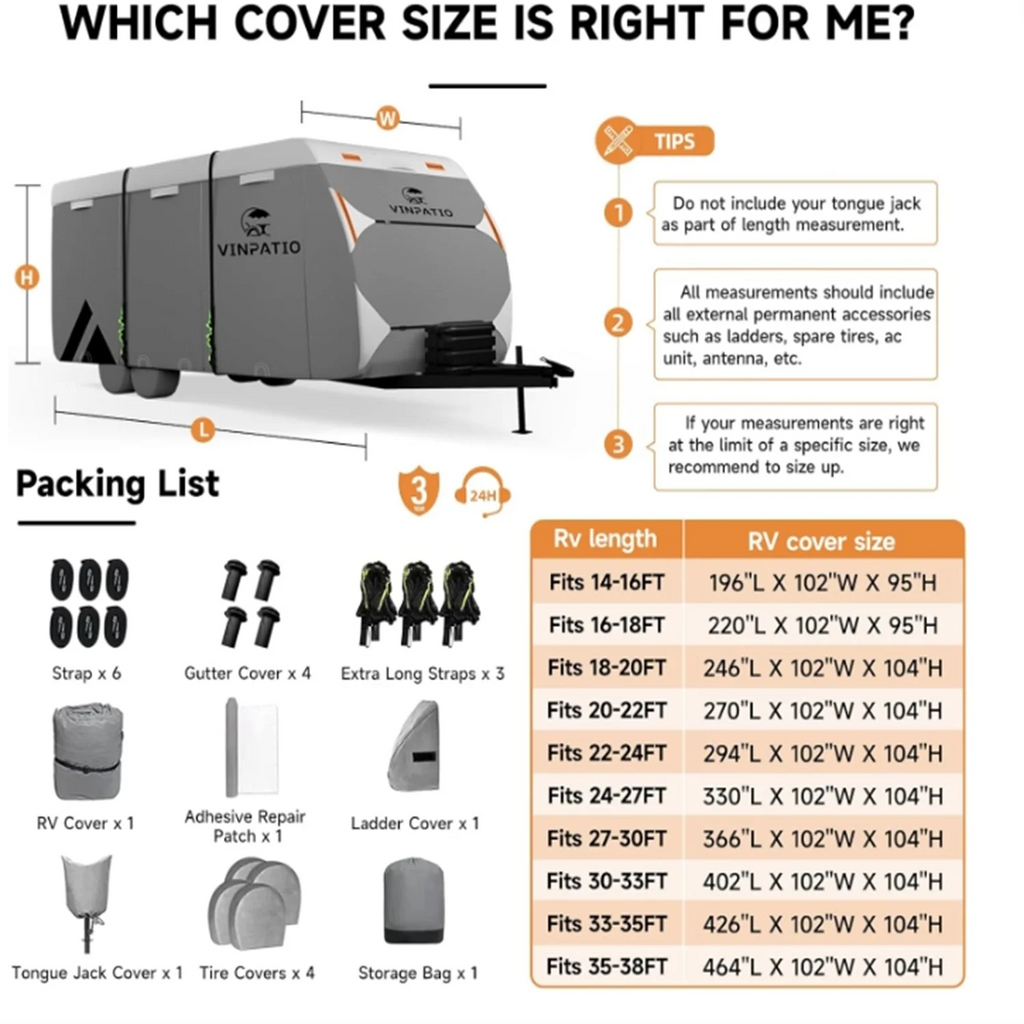 Travel Trailer RV Cover: 7 Layers Heavy Duty RV & Trailer Cover, Toy Hauler Cover r with 4 Tire Cover