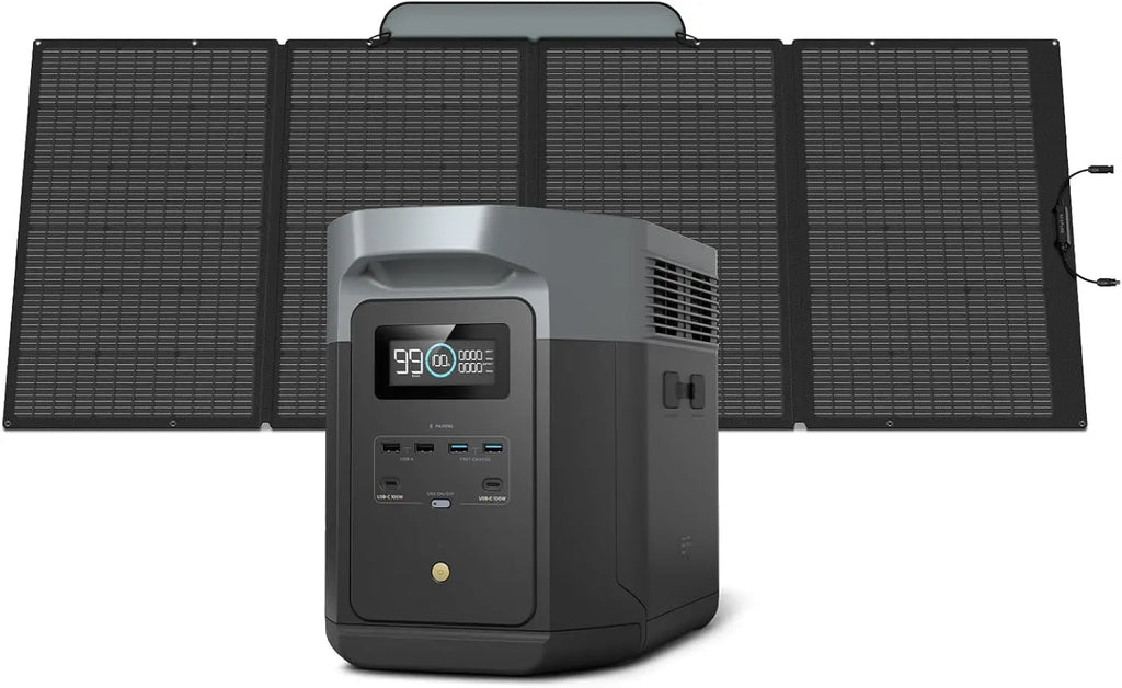Solar Generator DELTA 2 Max 2048Wh With 400W Solar Panel, LFP Battery Portable Power Station Up To 3400W AC Output Fast,customiz