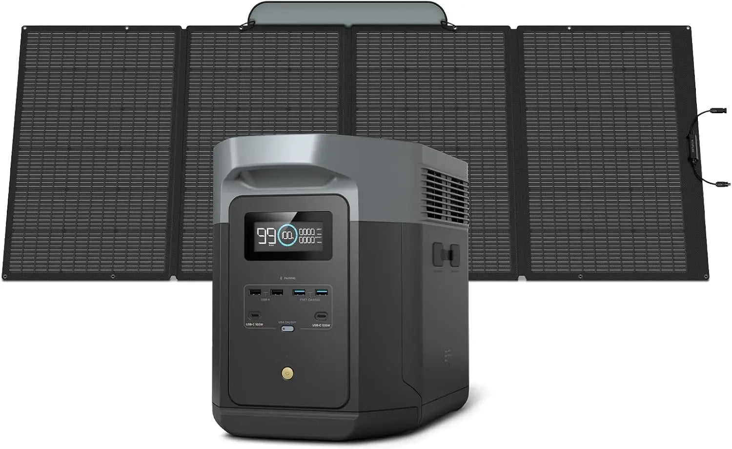Solar Generator DELTA 2 Max 2048Wh With 400W Solar Panel, LFP Battery Portable Power Station Up To 3400W AC Output Fast,customiz
