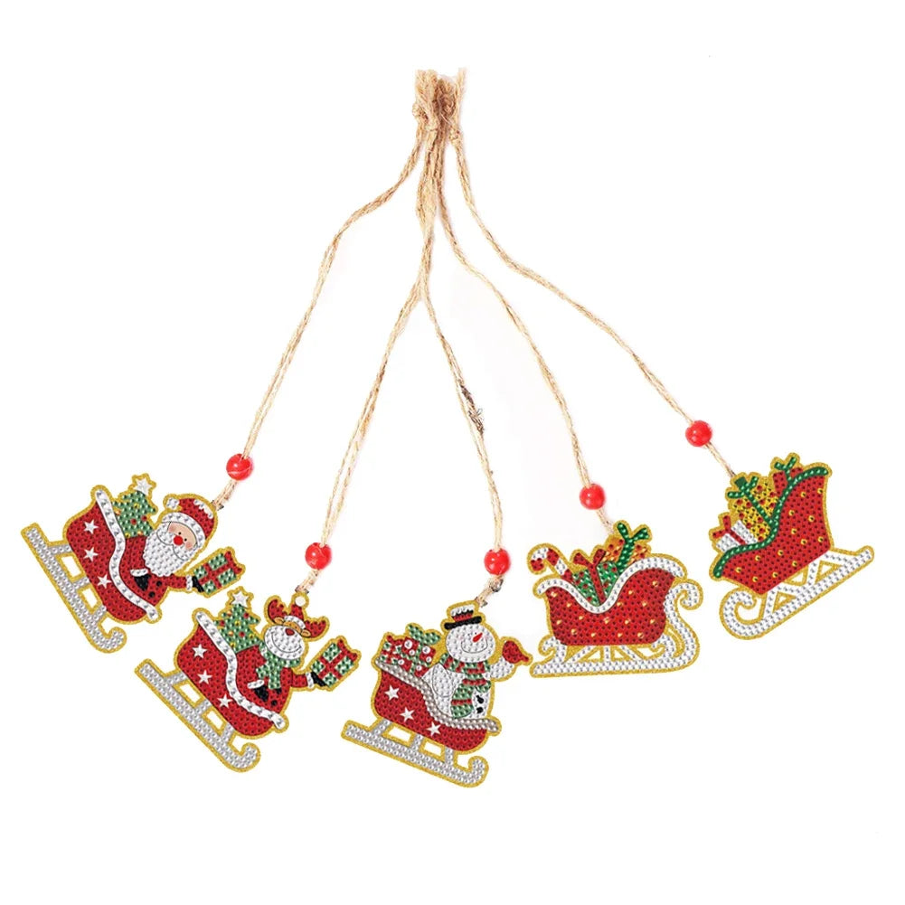 5/10Pcs/set Christmas Decor Diamond Painting Pendant Special-shaped Drill 5D DIY Hanging Ornament Spot Drill Cartoon Single Side