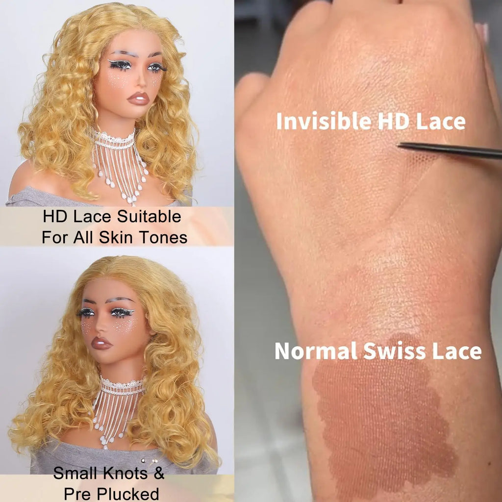 Deep Wave Honey Blonde Wig Human Hair 13X6 Lace Front Wig Curly Colored 27 Hd Lace Frontal Wig PrePlucked 250 Density 30 38 Inch