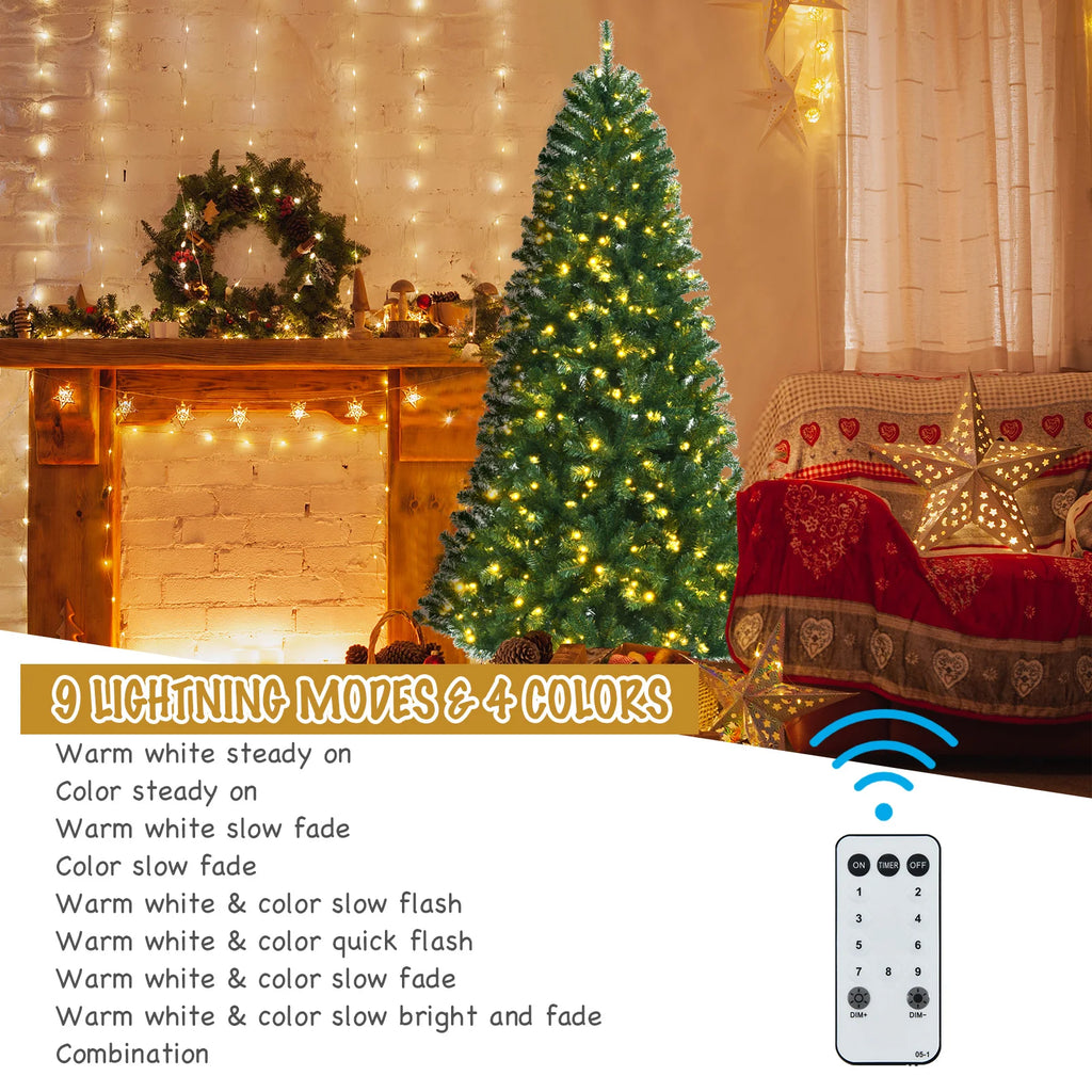 6/ 7/ 8ft Lightened Christmas Tree, Indoor Festival Decoration Faux Tree for Living Room, Dining Room