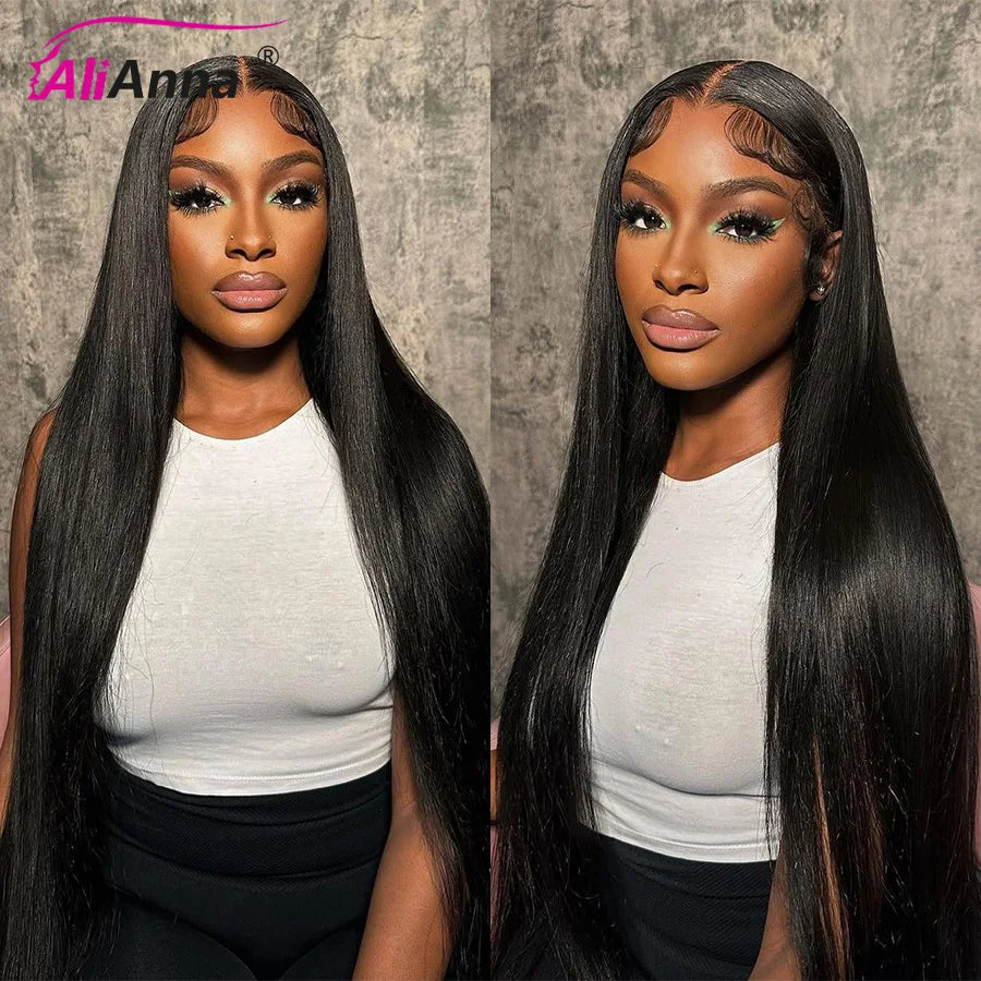 30Inch Straight Human Hair Wigs for Women 13x6 HD Transaparent Lace Frontal Wig Multi Parting Pre Plucked Indian Raw Hair Wig