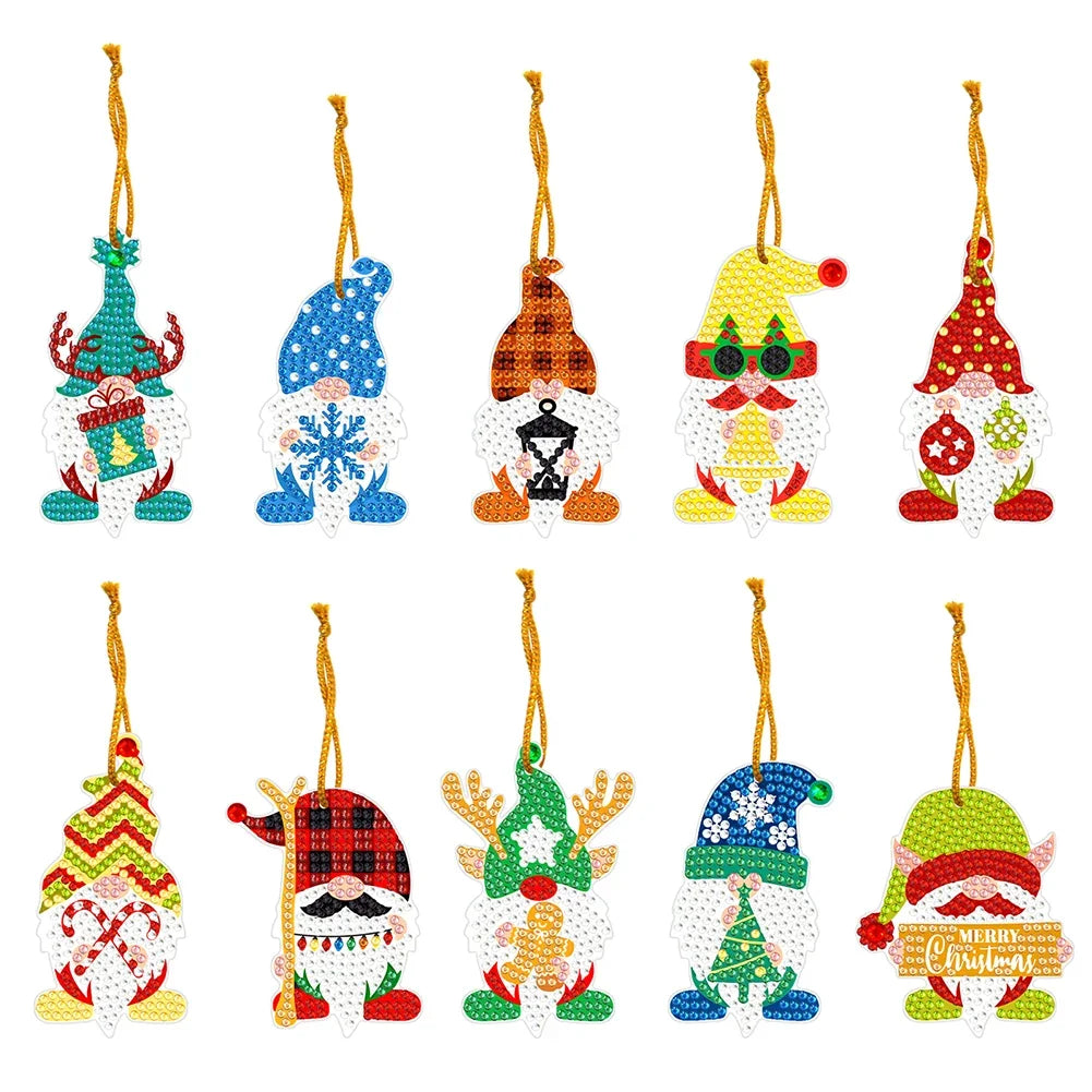 5/10Pcs/set Christmas Decor Diamond Painting Pendant Special-shaped Drill 5D DIY Hanging Ornament Spot Drill Cartoon Single Side