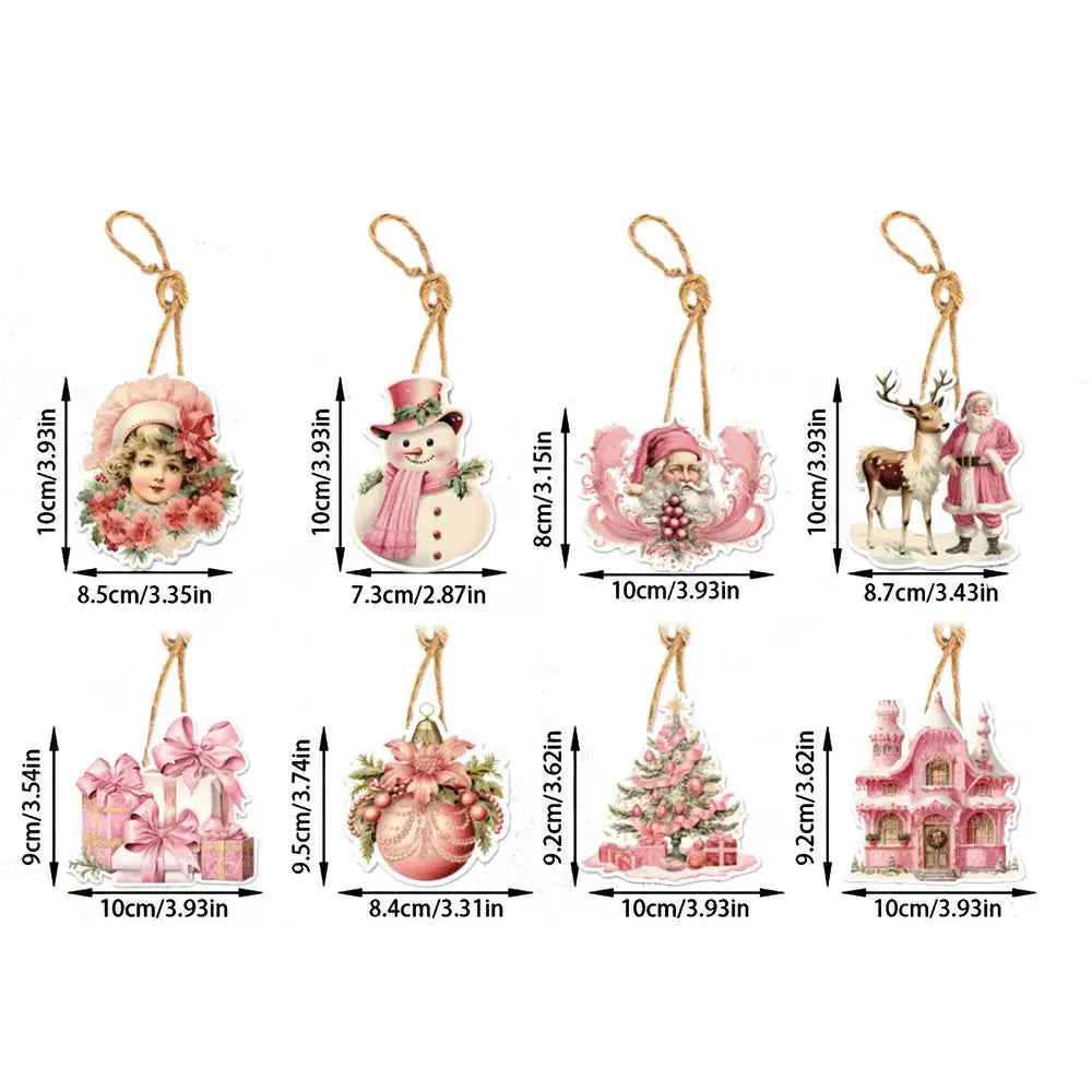 Tree Ornaments Pink Christmas Tree Ornaments Pink 8Pieces Christmas Pendants Tree Ornaments Vintage Holiday Decorations Cute