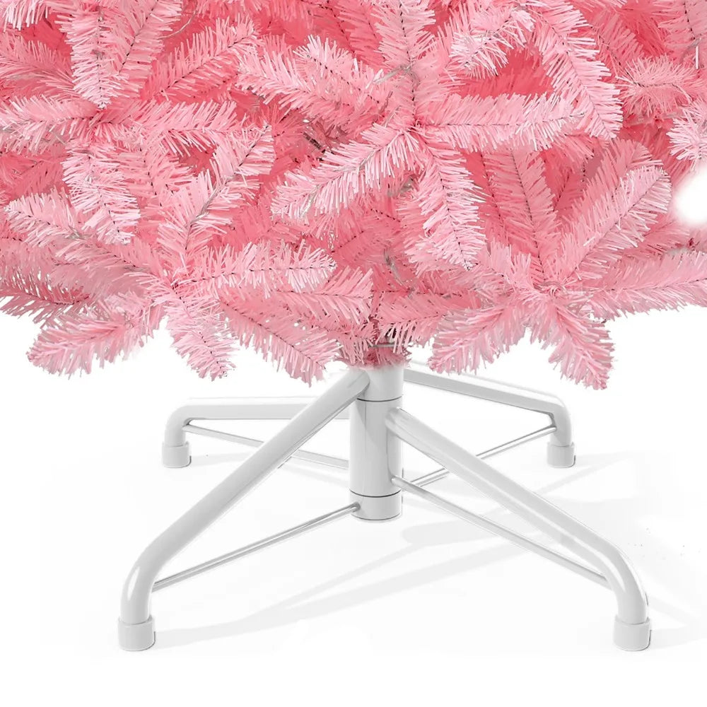 7.5ft Prelit Pink Artificial Christmas Tree Pink Hinged Tree with 1350 PVC Tips