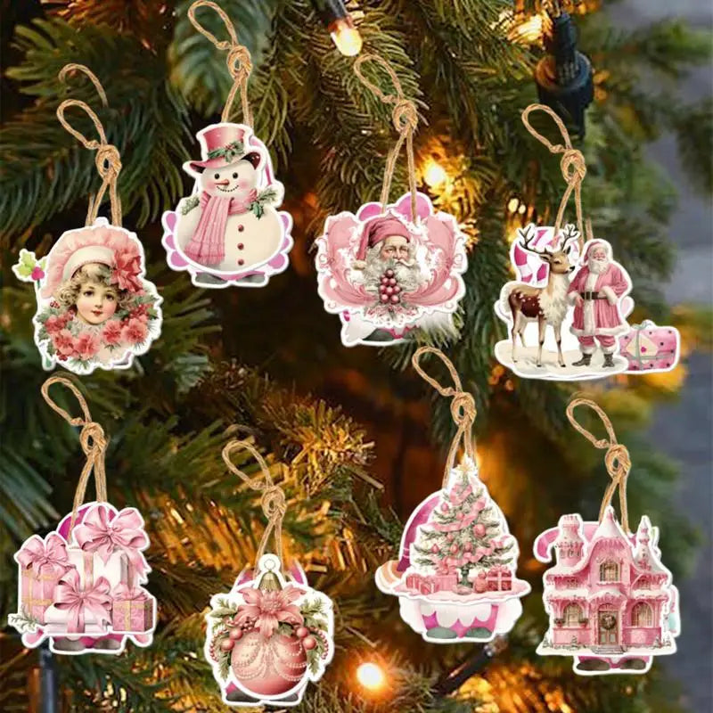 Tree Ornaments Pink Christmas Tree Ornaments Pink 8Pieces Christmas Pendants Tree Ornaments Vintage Holiday Decorations Cute