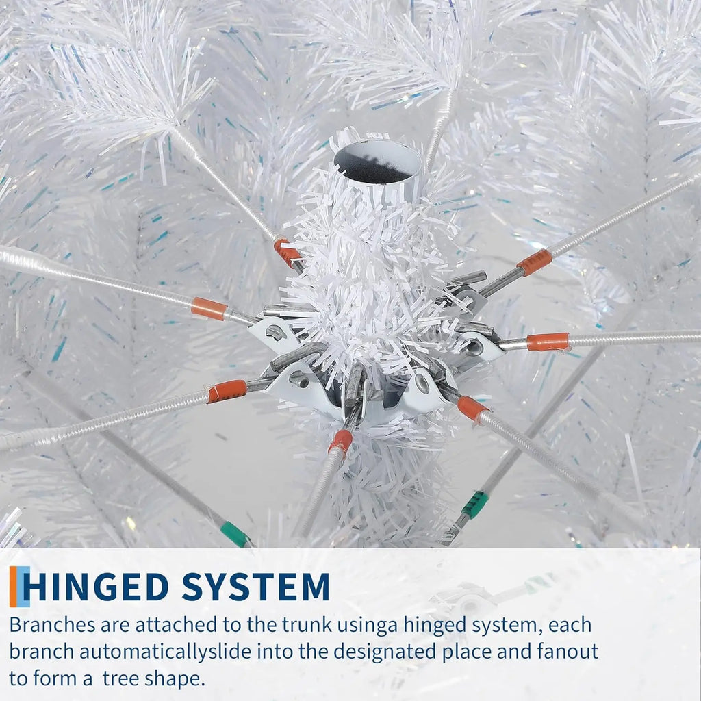 4.5/6/7.5/9Ft Prelit Christmas Tree Rose Gold Tinsel Christmas Tree With Warm White Led Lights Sparkle Xmas Decorations For Home