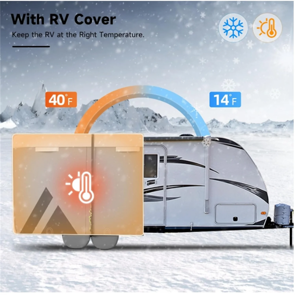 Travel Trailer RV Cover: 7 Layers Heavy Duty RV & Trailer Cover, Toy Hauler Cover r with 4 Tire Cover