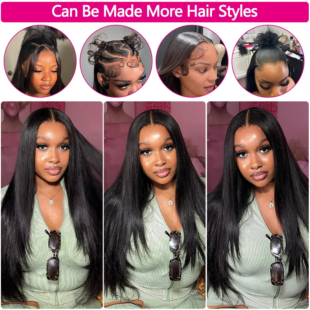 30Inch Straight Human Hair Wigs for Women 13x6 HD Transaparent Lace Frontal Wig Multi Parting Pre Plucked Indian Raw Hair Wig