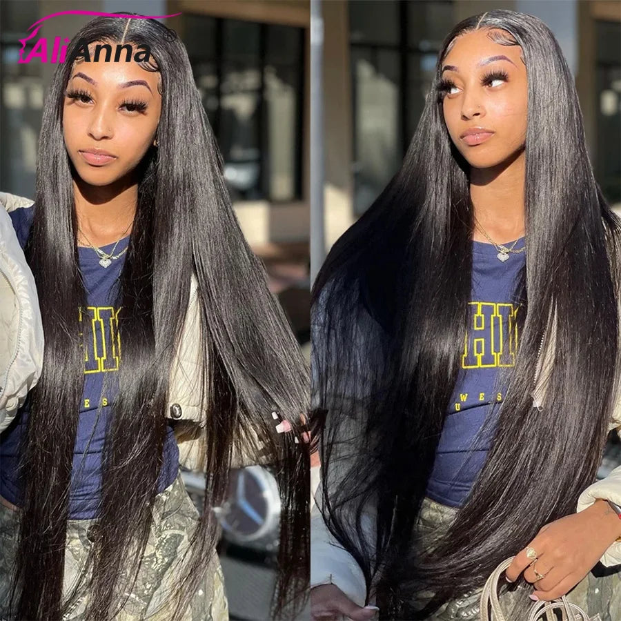30Inch Straight Human Hair Wigs for Women 13x6 HD Transaparent Lace Frontal Wig Multi Parting Pre Plucked Indian Raw Hair Wig