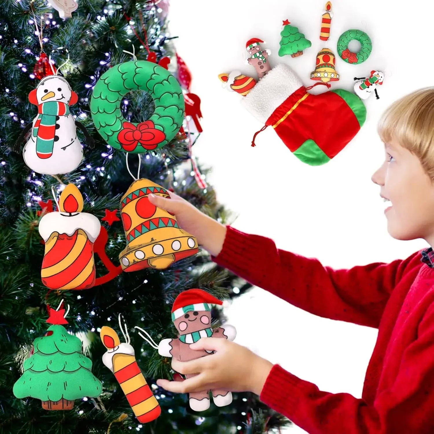 MorisMos 8 Pieces Christmas Ornaments Set Christmas Tree Decorations Gifts, Christmas Hanging Decor