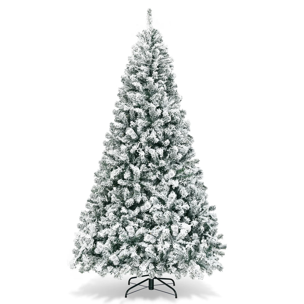 Artificial Christmas Tree with Metal Stand 6/ 7. 5/ 9FT, with Natural Snow Effect for Festivals, Indoor and Outdoor, White