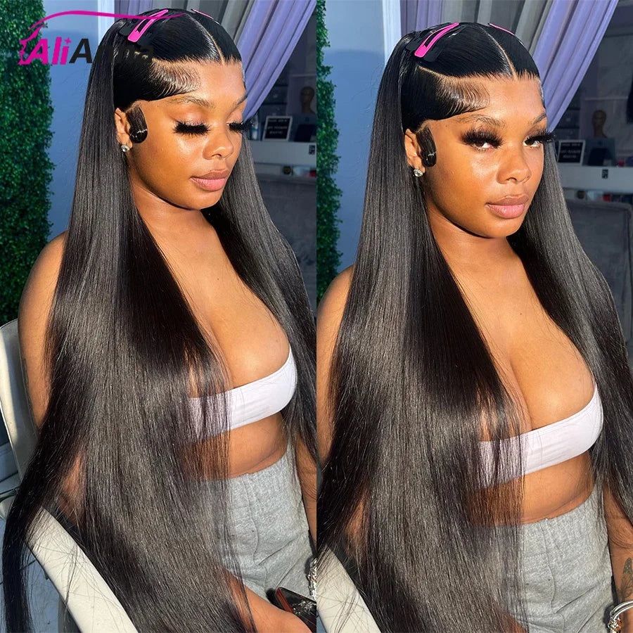 30Inch Straight Human Hair Wigs for Women 13x6 HD Transaparent Lace Frontal Wig Multi Parting Pre Plucked Indian Raw Hair Wig