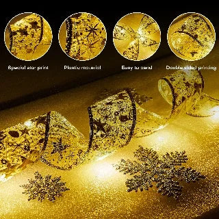 Christmas Tree Decorations String Lights 40ft 100 LED Lights Copper Wire Ribbon Lights for Party Wedding Holiday Battery Powered