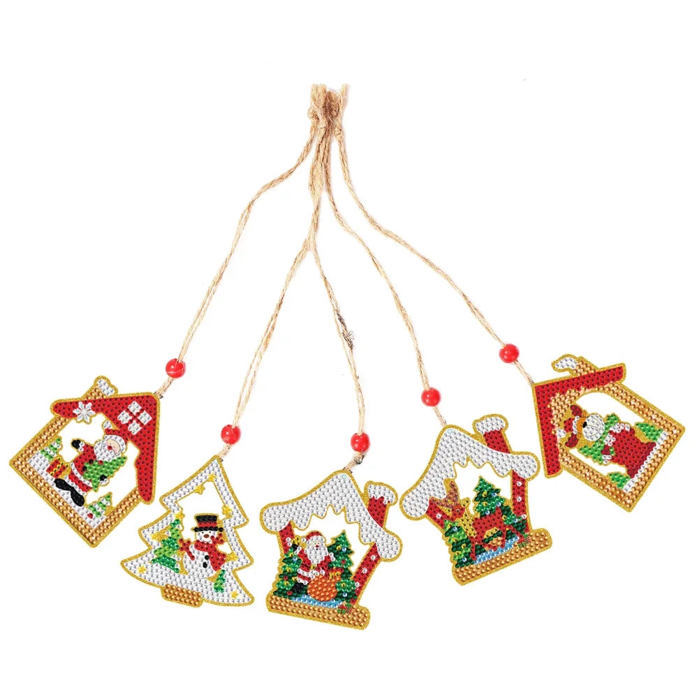 5/10Pcs/set Christmas Decor Diamond Painting Pendant Special-shaped Drill 5D DIY Hanging Ornament Spot Drill Cartoon Single Side