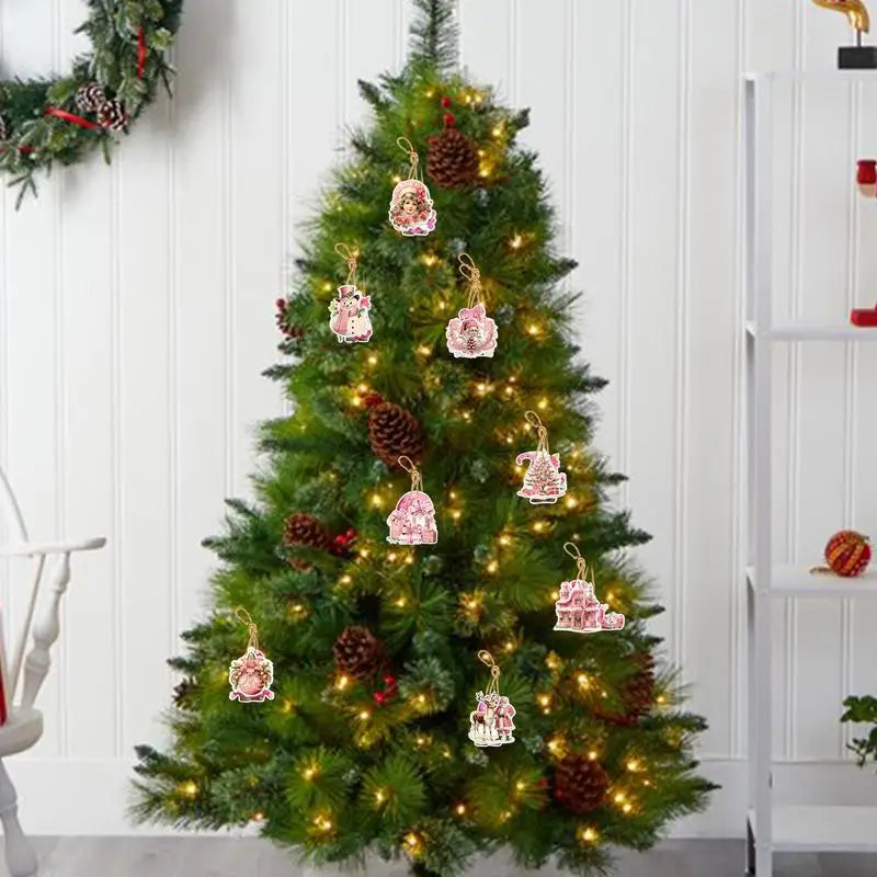 Tree Ornaments Pink Christmas Tree Ornaments Pink 8Pieces Christmas Pendants Tree Ornaments Vintage Holiday Decorations Cute